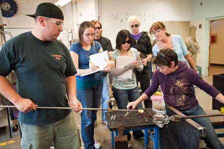Glassblowing classroom been taught to properly blow and cut glass.