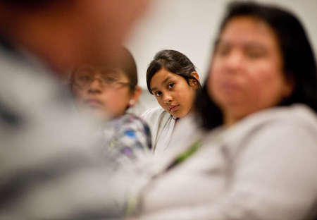 A session at the Latino Achievement conference for middle school students wanting to attend SJSU in the future.